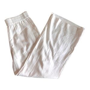 Andie The Pant Linen Coconut Ivory White Casual Elastic Waist Women Size M